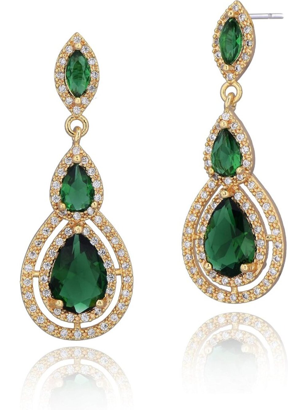 Elegant Long Cubic Zirconia Bridal Earrings - Crystal Chandelier Dangle Drop for